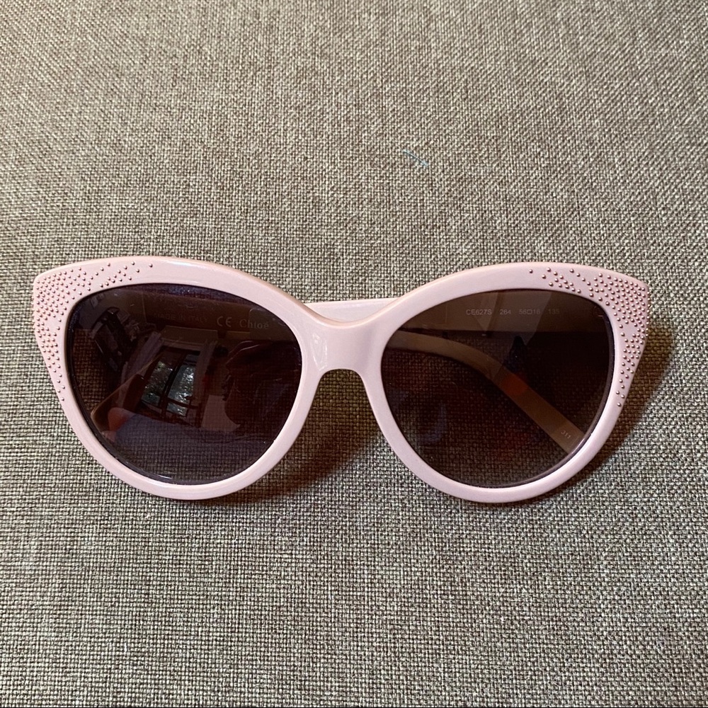 Chloè Studded Cat Eye Glasses Beige